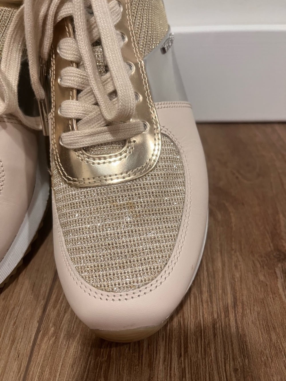 Michael Kors MK Allie Gold Silver Trainer Sneakers - Picture 6 of 14
